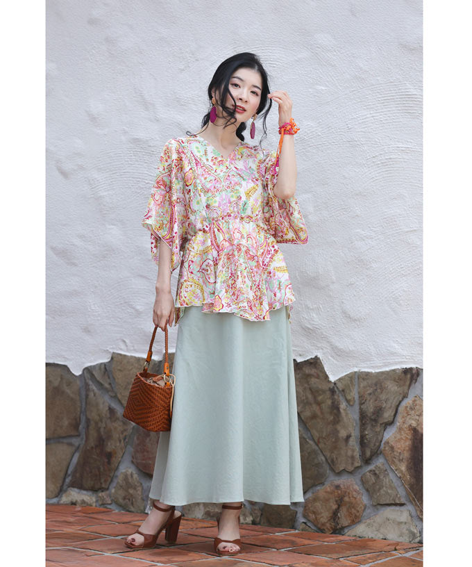 CAWAII Spring-like colorful paisley back-open bra top