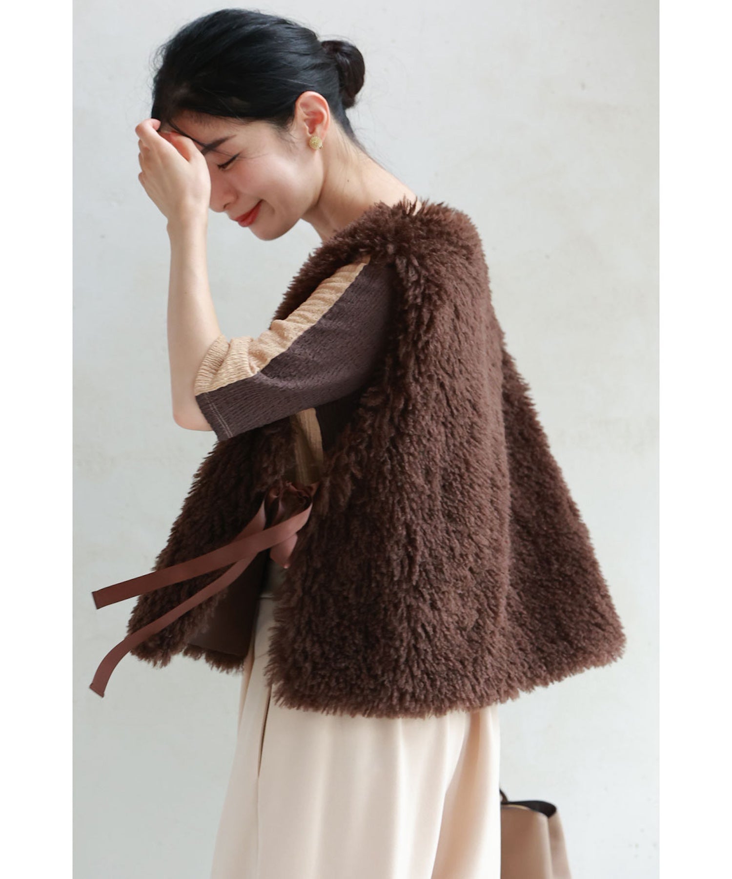Cute CAWAII Hunter-like fluffy fur vest Tops Vest Fur vest Fluffy Fur