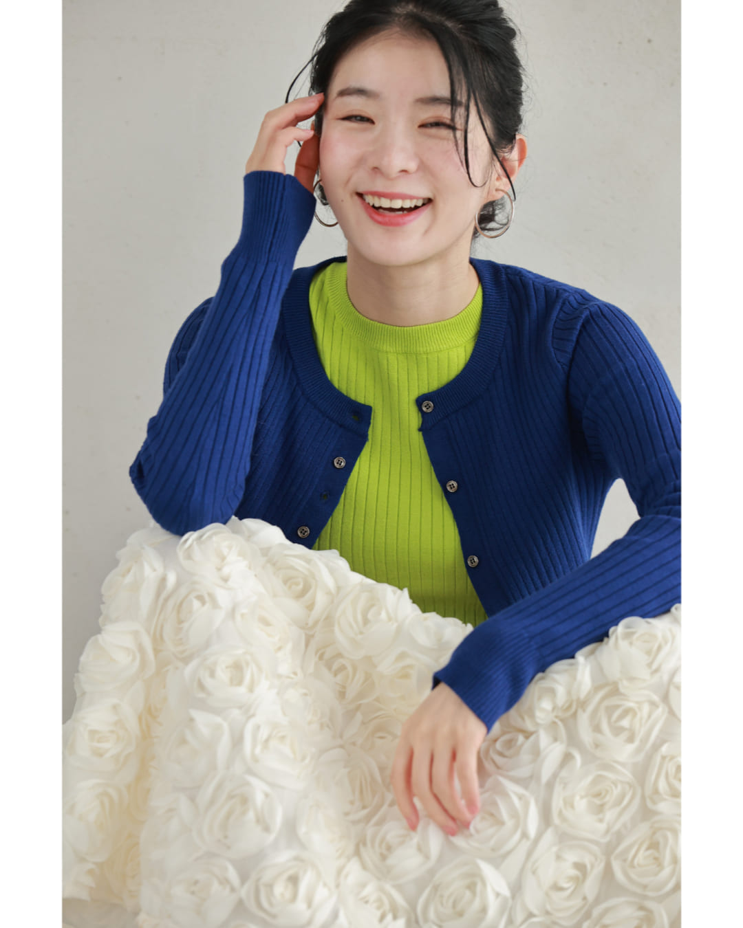 Cute CAWAII Playful Color Knit Cut-and-Sew Top