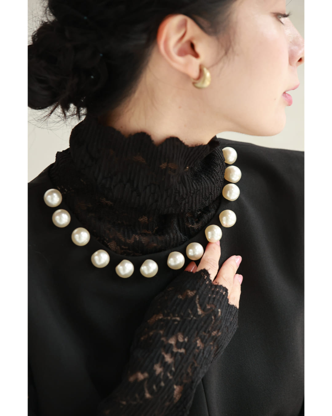 CAWAII CAWAII Pearl Neck A-Line Medium Dress