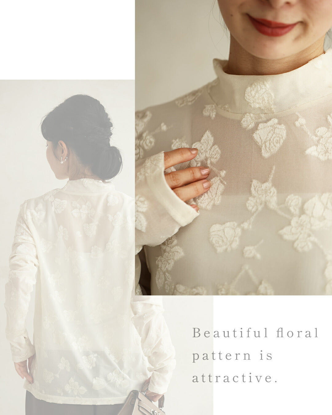 CAWAII CAWAII velour-style flower floating elegant sheer inner