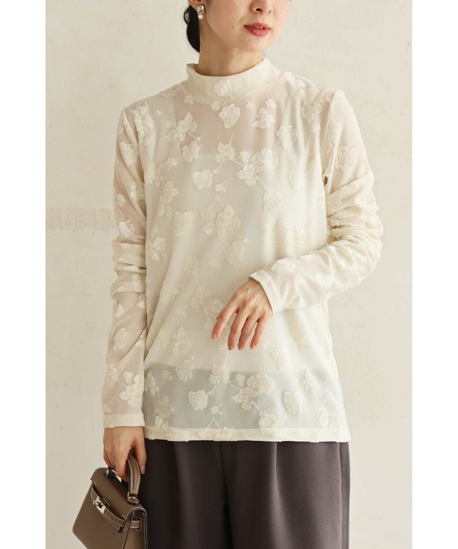 CAWAII CAWAII velour-style flower floating elegant sheer inner