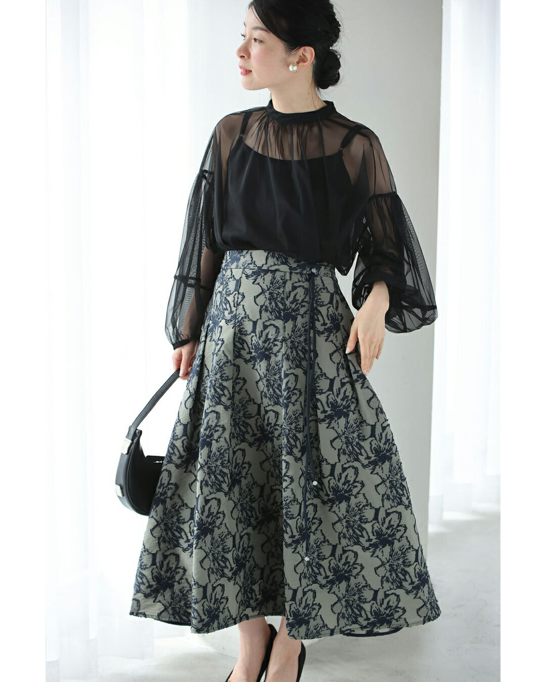 CAWAII CAWAII Swaying Asian charm light jacquard medium skirt