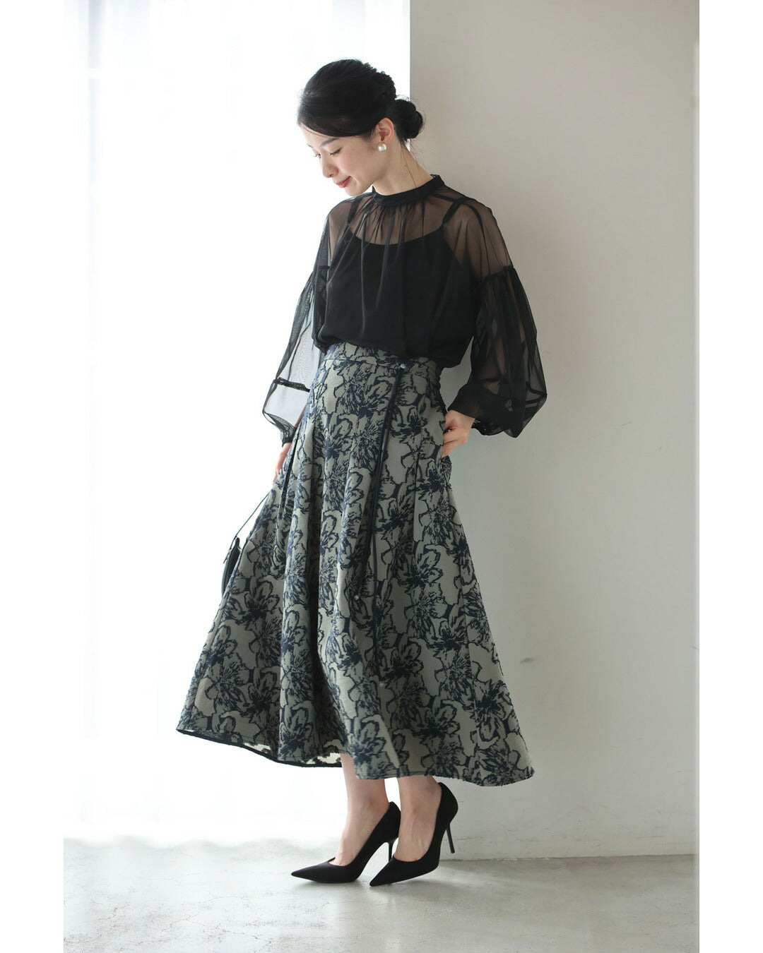CAWAII CAWAII Swaying Asian charm light jacquard medium skirt