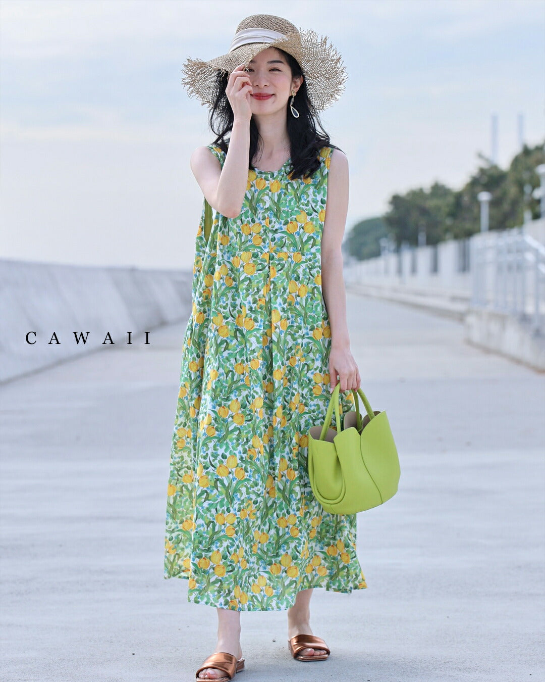 カワイイ CAWAII 春を告げるチューリップミディアムワンピース （グリーン） グリーン