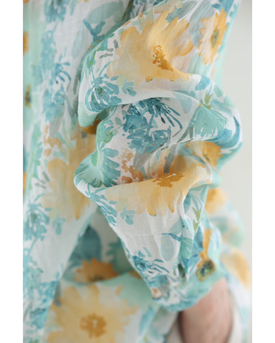 カワイイ CAWAII 涼しく柔らかな花の水彩画シャツトップス （グリーン） グリーン