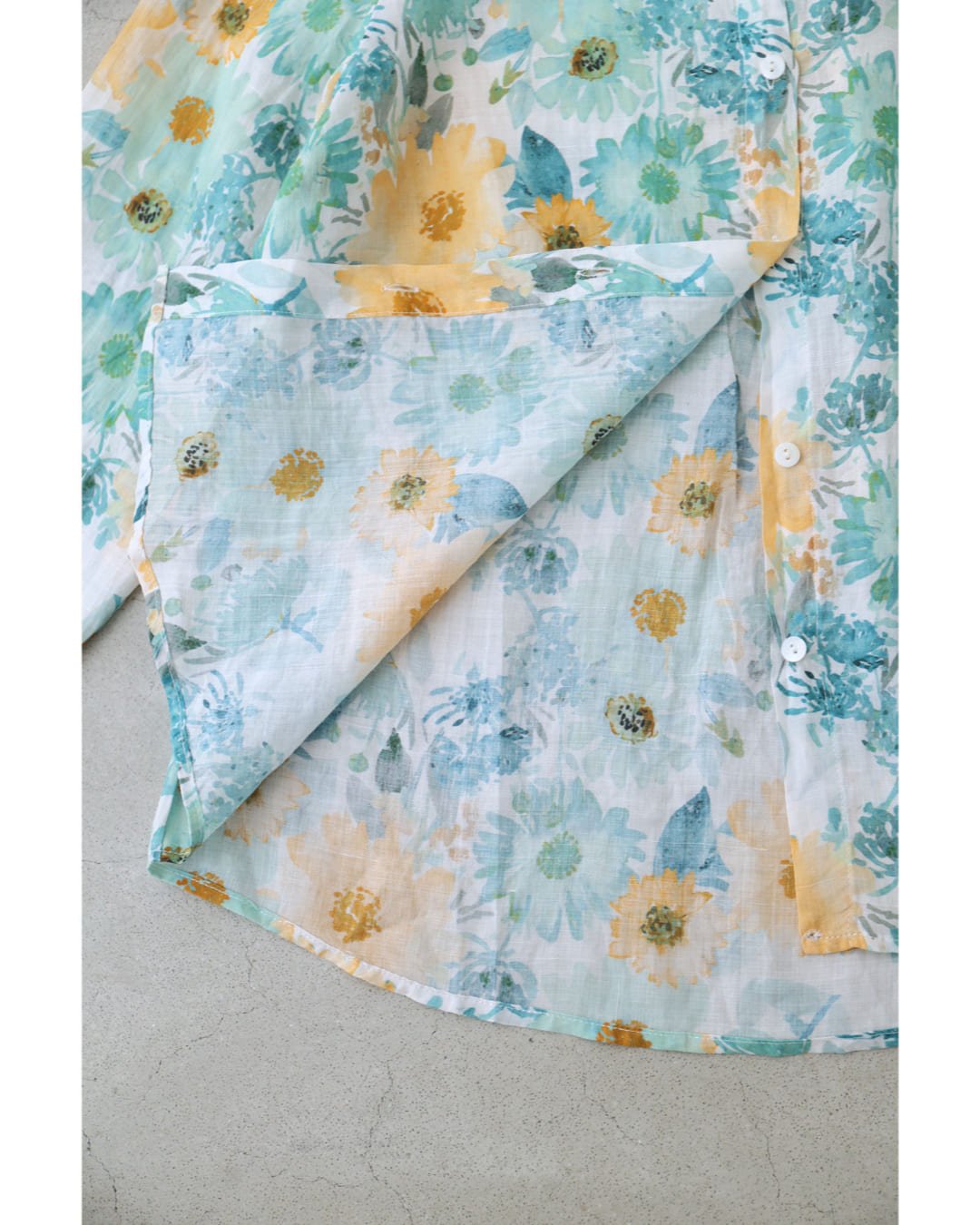 カワイイ CAWAII 涼しく柔らかな花の水彩画シャツトップス （グリーン） グリーン