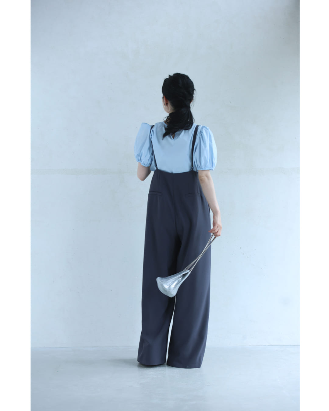 カワイイ CAWAII パフスリーブカットソーとサロペットの2点セット【set】 （グレー） グレー