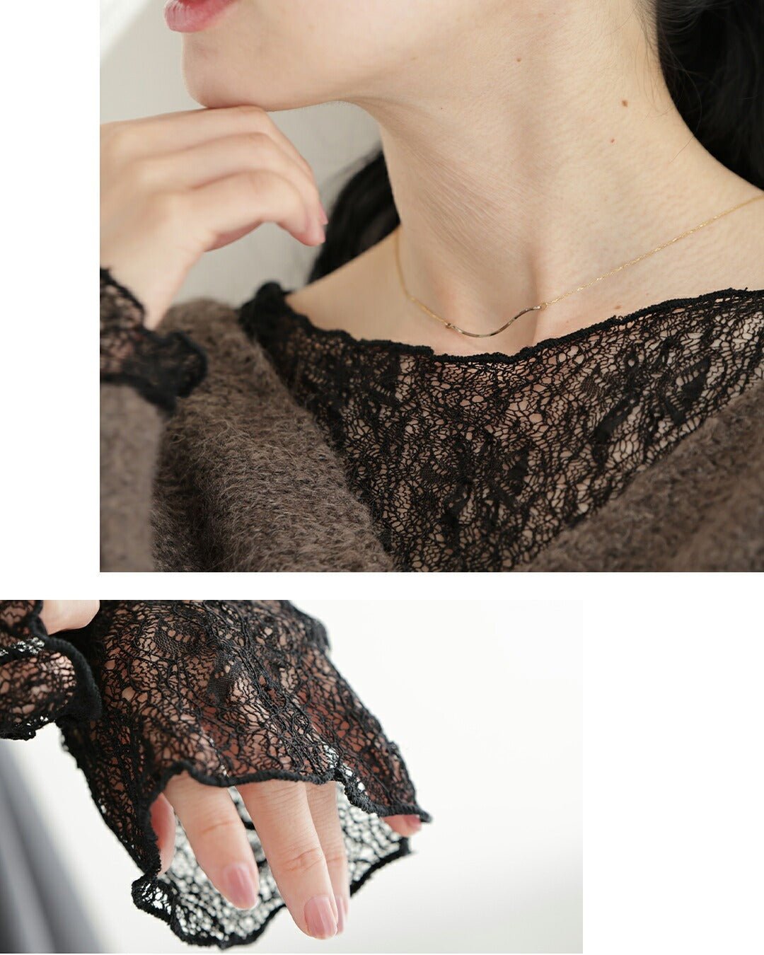 カワイイ CAWAII ラクに着られる 首元すっきりレースインナー （アイボリー） アイボリー