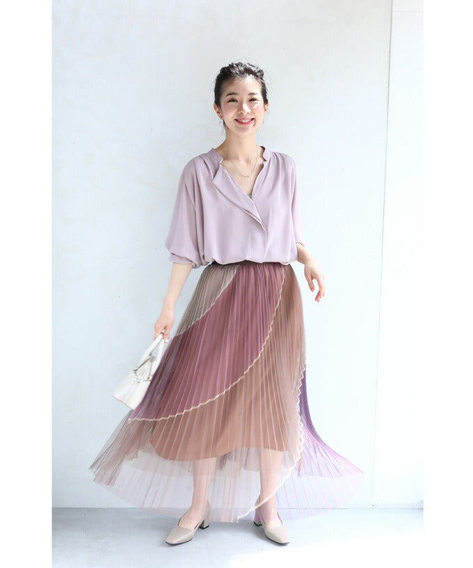 カワイイ CAWAII 肩タックの上品なとろみブラウストップス （ピンク） ピンク