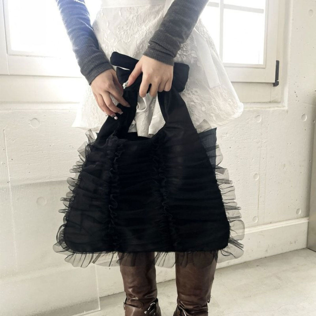 キャセリーニ Casselini ワイドチュールトート（Wide Tulle Tote） （ブラック） ブラック