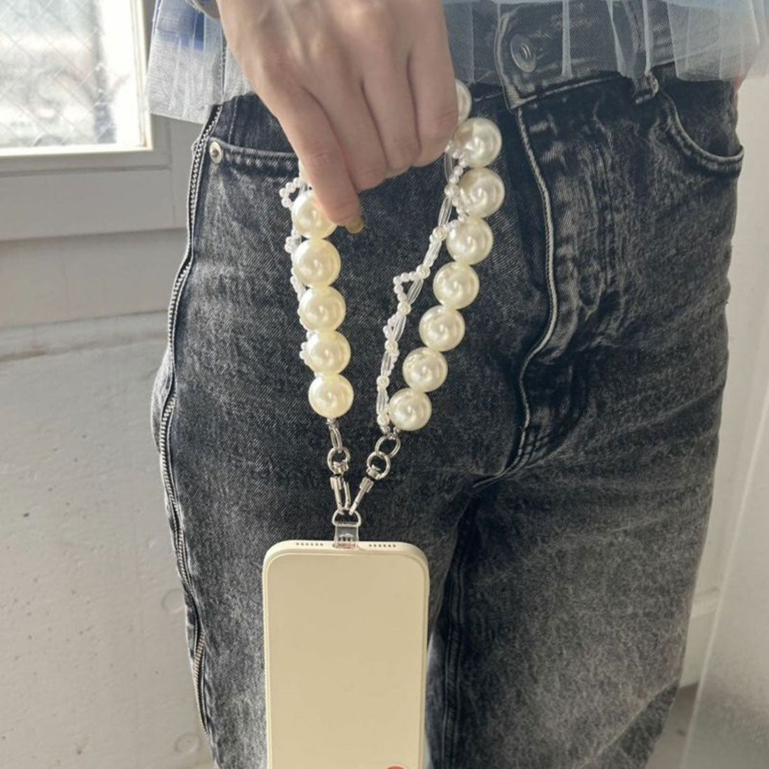 キャセリーニ Casselini Casselini Double Beads Hand Strap（キャセリーニ ダブルビーズハンドストラップ） （ホワイト） ホワイト