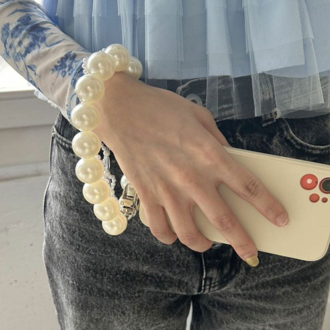 キャセリーニ Casselini Casselini Double Beads Hand Strap（キャセリーニ ダブルビーズハンドストラップ） （ホワイト） ホワイト
