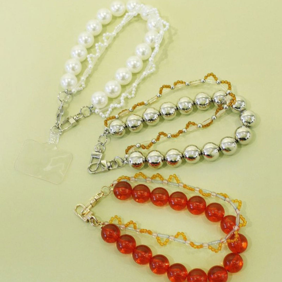 キャセリーニ Casselini Casselini Double Beads Hand Strap（キャセリーニ ダブルビーズハンドストラップ） （ホワイト） ホワイト