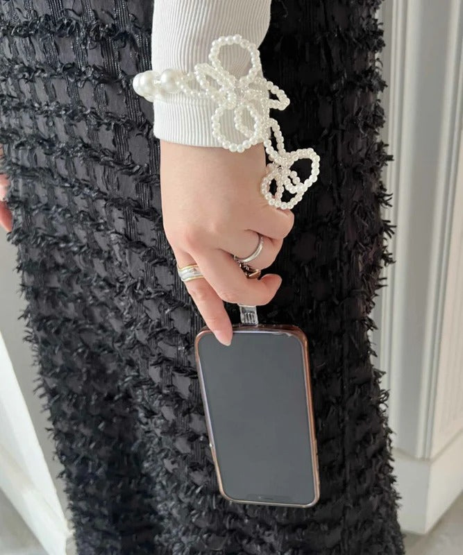 キャセリーニ Casselini フラワービーズ ハンドストラップ（Flower beads hand strap） （White） White