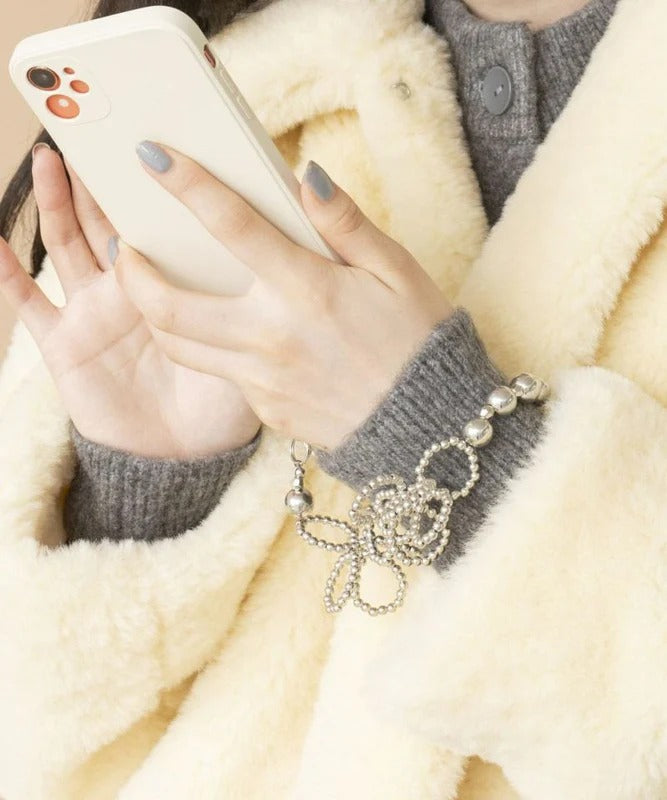 キャセリーニ Casselini フラワービーズ ハンドストラップ（Flower beads hand strap） （Silver） Silver