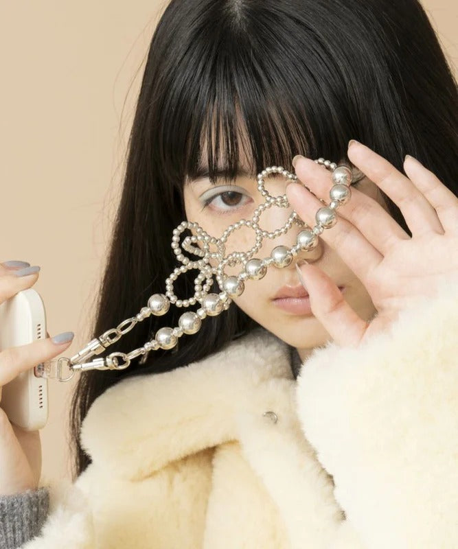 キャセリーニ Casselini フラワービーズ ハンドストラップ（Flower beads hand strap） （Silver） Silver