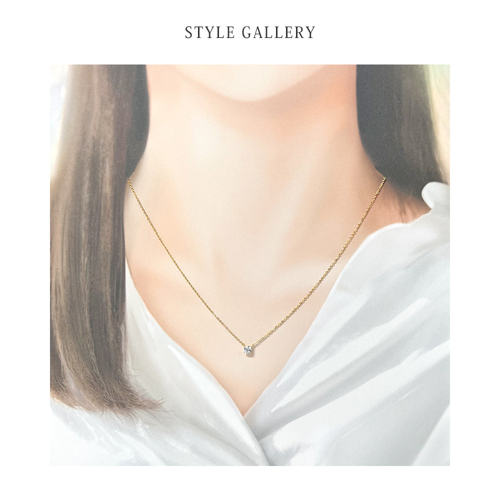 Canal4℃ Necklace, Single Stone, Yellow Gold