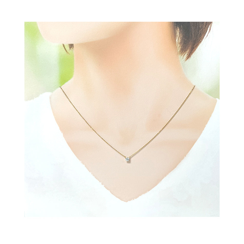 Canal4℃ Necklace, Single Stone, Yellow Gold