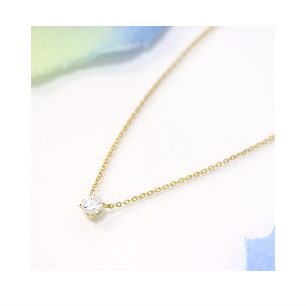 Canal4℃ Necklace, Single Stone, Yellow Gold