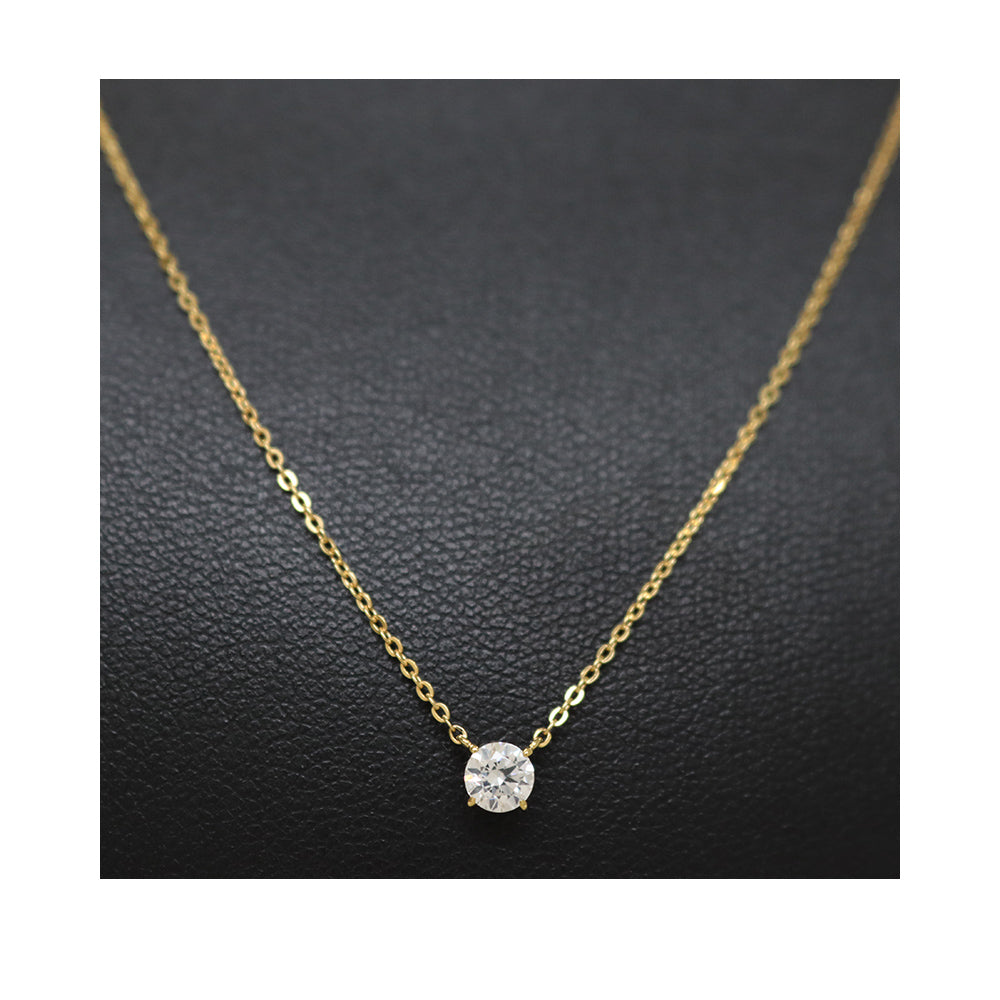 Canal4℃ Necklace, Single Stone, Yellow Gold