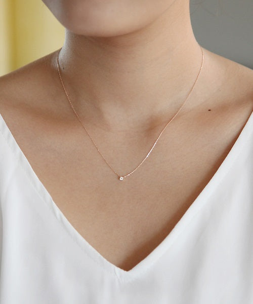 CANAL 4℃ K10PG Diamond Necklace with 1 Stone