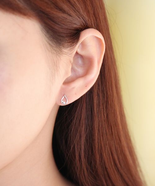 Canal4℃ 【April Birthstone】 K10 White Gold Earrings