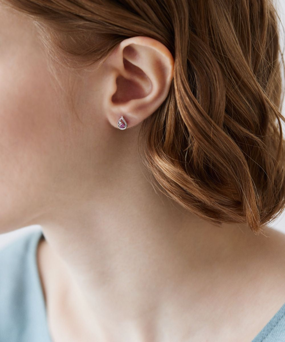 Canal4℃ 【January Birthstone】 K10 White Gold Earrings