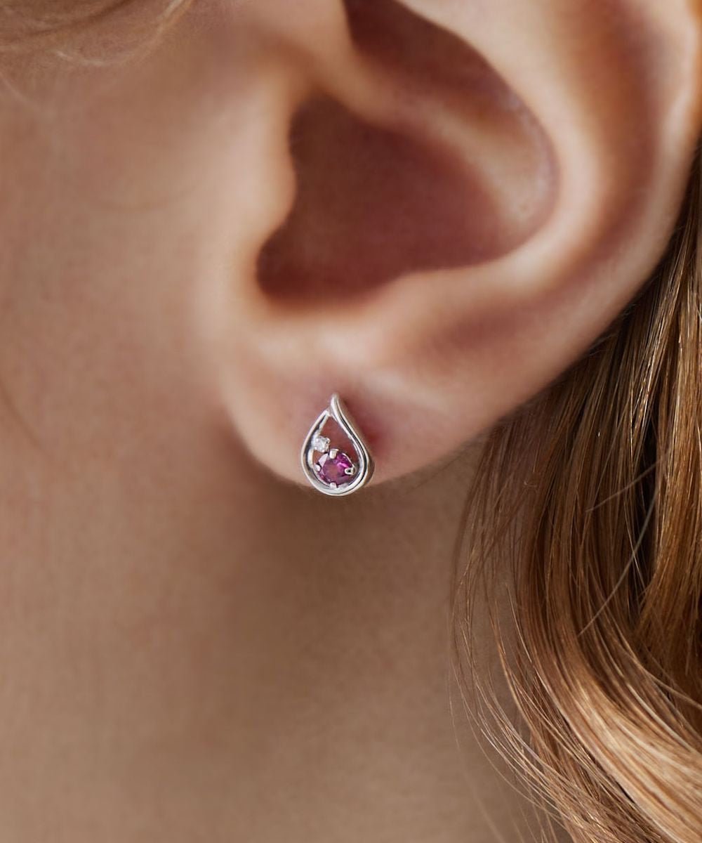 Canal4℃ 【January Birthstone】 K10 White Gold Earrings