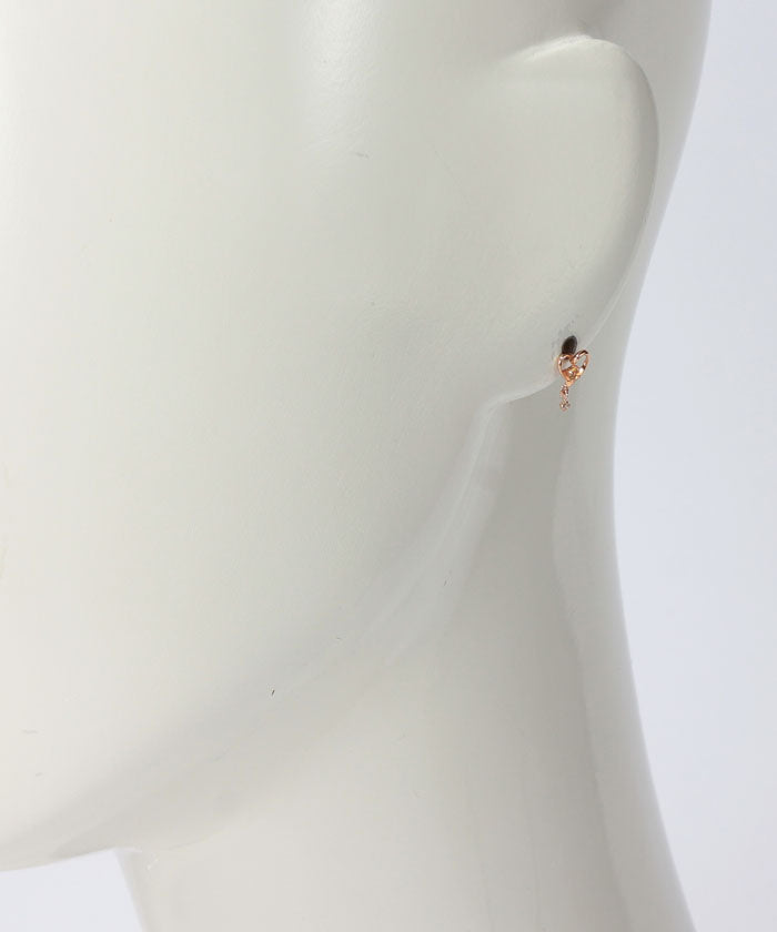 Canal4℃ K10 Pink Gold Heart Motif Citrine Earrings