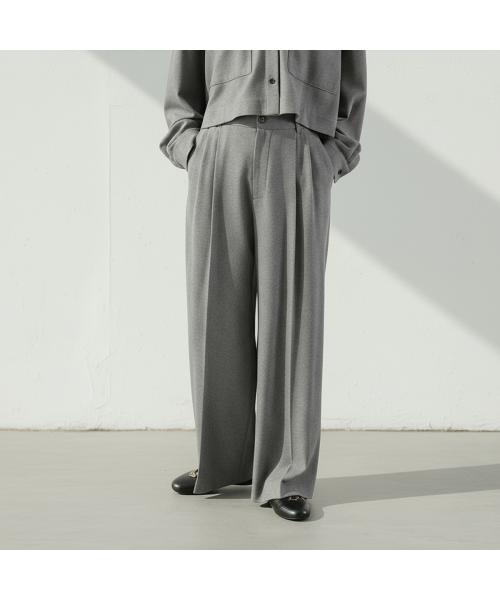 カフネ cafune cafune タックパンツ 545601 ウールライク ワイド （90/グレー） 90/グレー