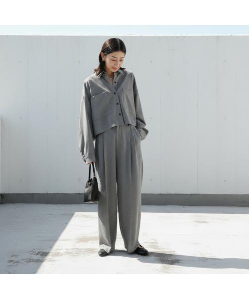 カフネ cafune cafune タックパンツ 545601 ウールライク ワイド （90/グレー） 90/グレー