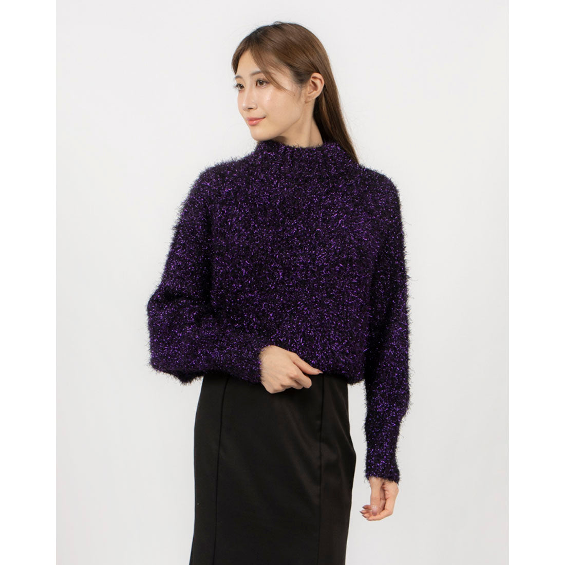 カサネ CASANE 2wayラメシャギーレイヤードニット （BLK(PPL)） BLK(PPL)