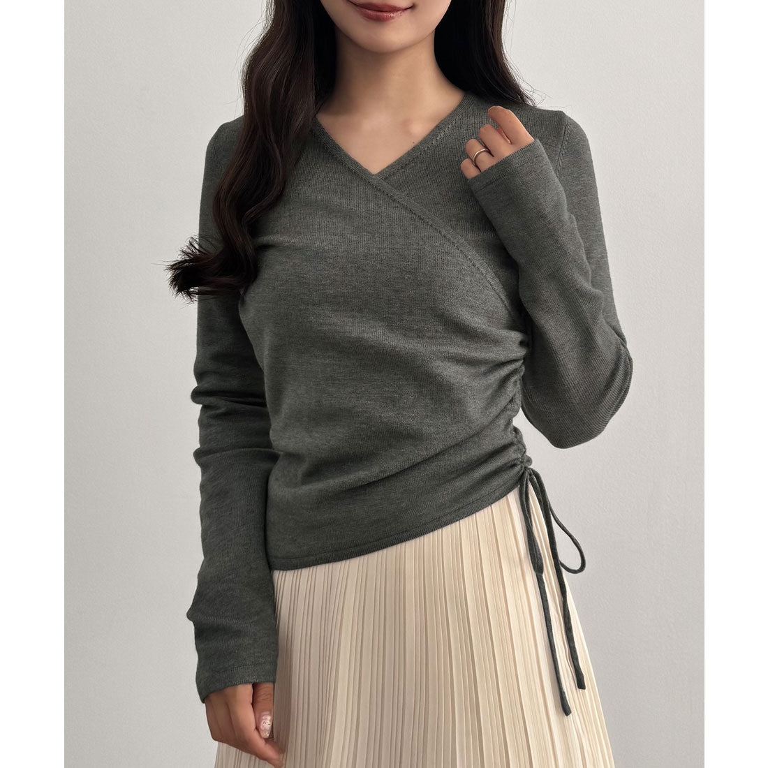 セネア CENEA CENEA カシュクール風ニットトップス （チャコール） チャコール