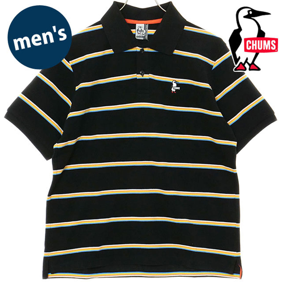 チャムス CHUMS M Booby Border Polo Shirt Black-Sunset [CH02-1241] （Black-Sunset） Black-Sunset