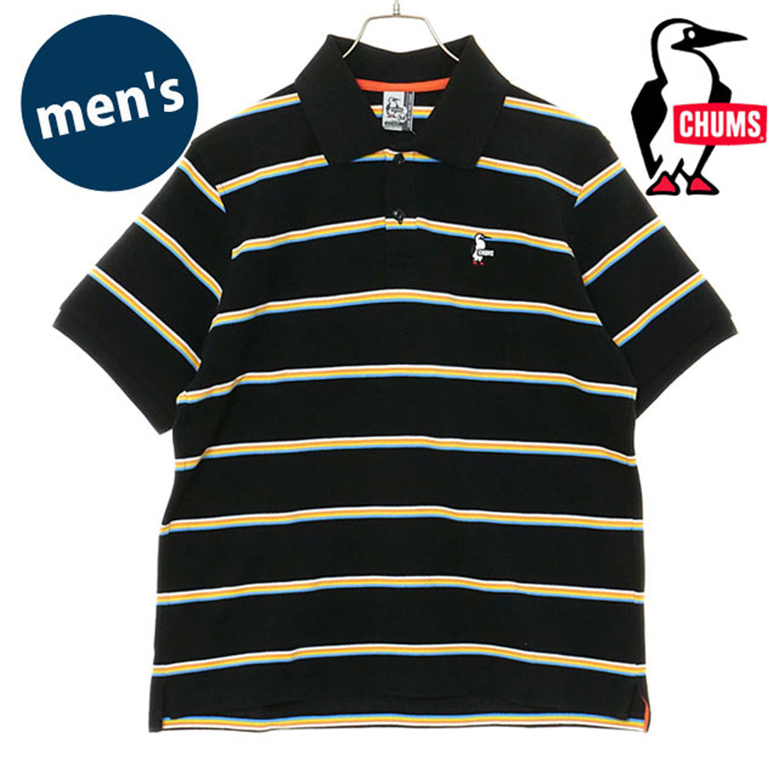 チャムス CHUMS M Booby Border Polo Shirt Black-Sunset [CH02-1241] （Black-Sunset） Black-Sunset