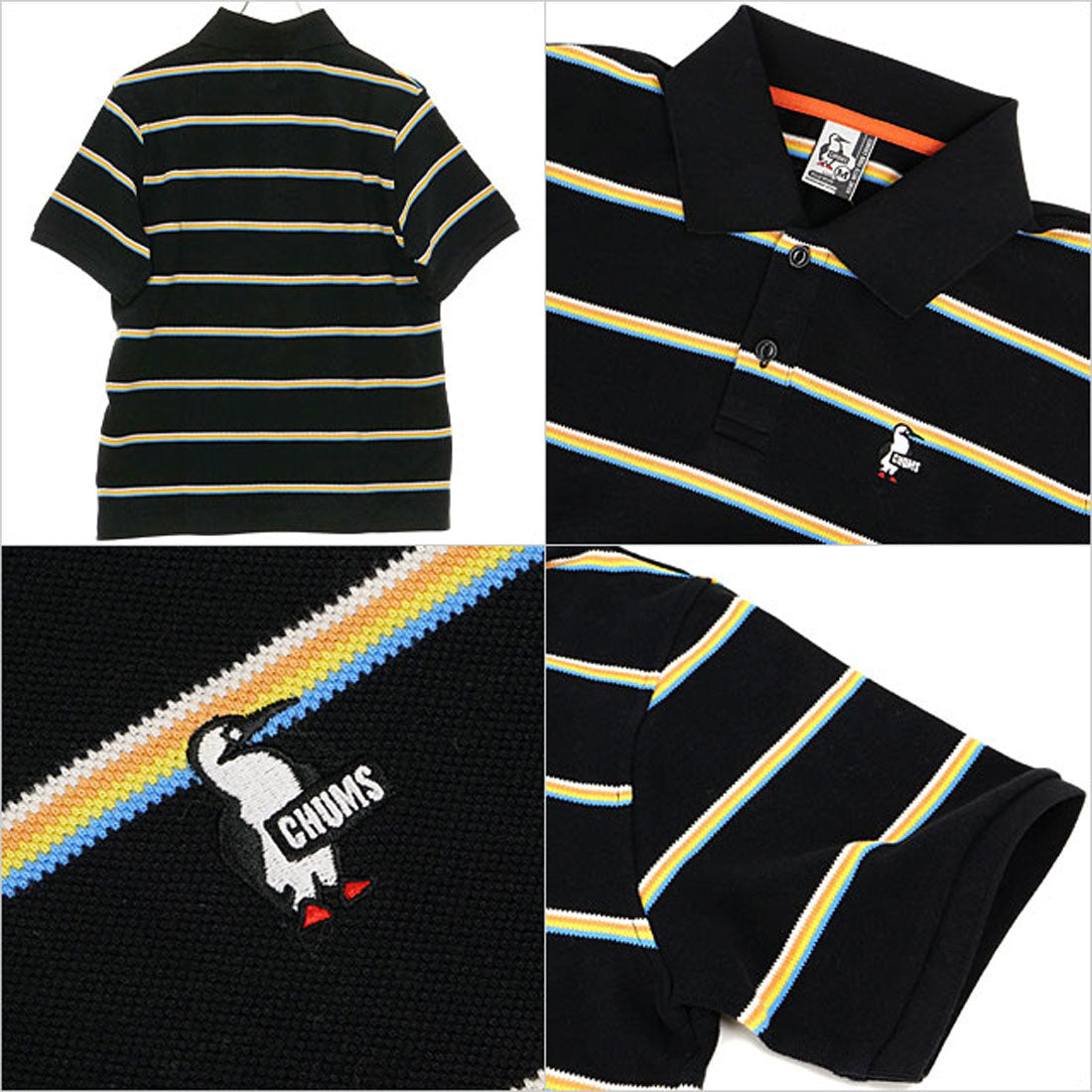 チャムス CHUMS M Booby Border Polo Shirt Black-Sunset [CH02-1241] （Black-Sunset） Black-Sunset