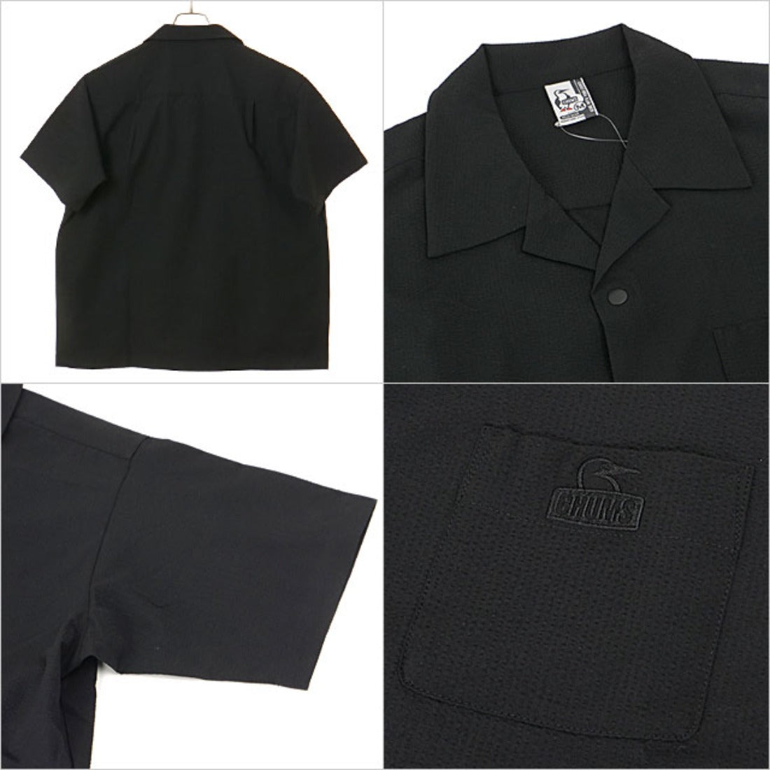 チャムス CHUMS M Seerchucker Stretch S/S Shirt Black [CH02-1261] （Black） Black