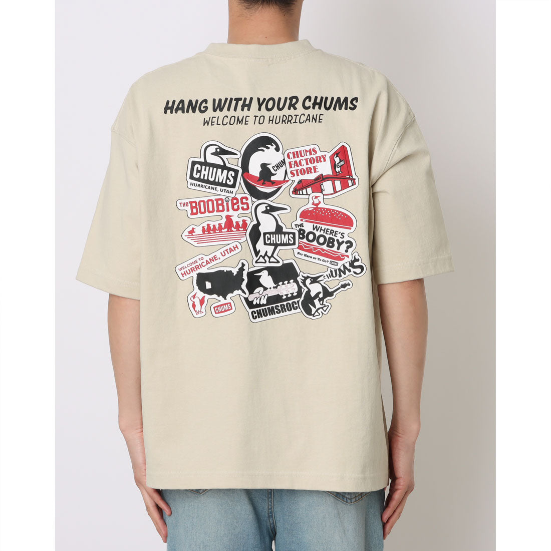 チャムス CHUMS 【ムラサキスポーツ別注】 CHUMS STICKER BOMB T Tシャツ CH01-2824 （グレイッシュベージュ） グレイッシュベージュ