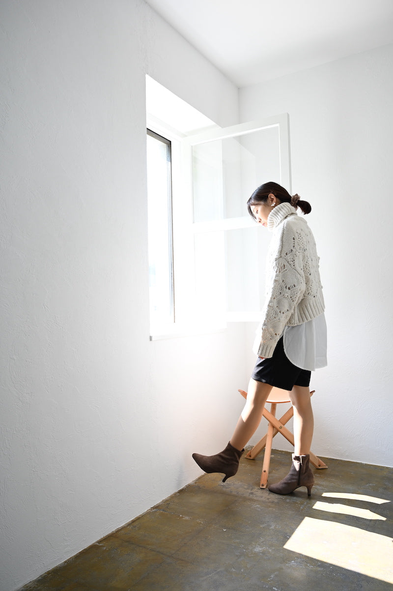 シックス CHICS ポインテッドトゥストレッチショートブーツ