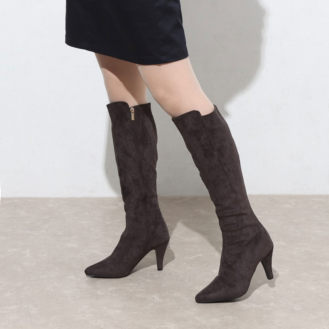 シックス CHICS ポインテッドトゥストレッチロングブーツ