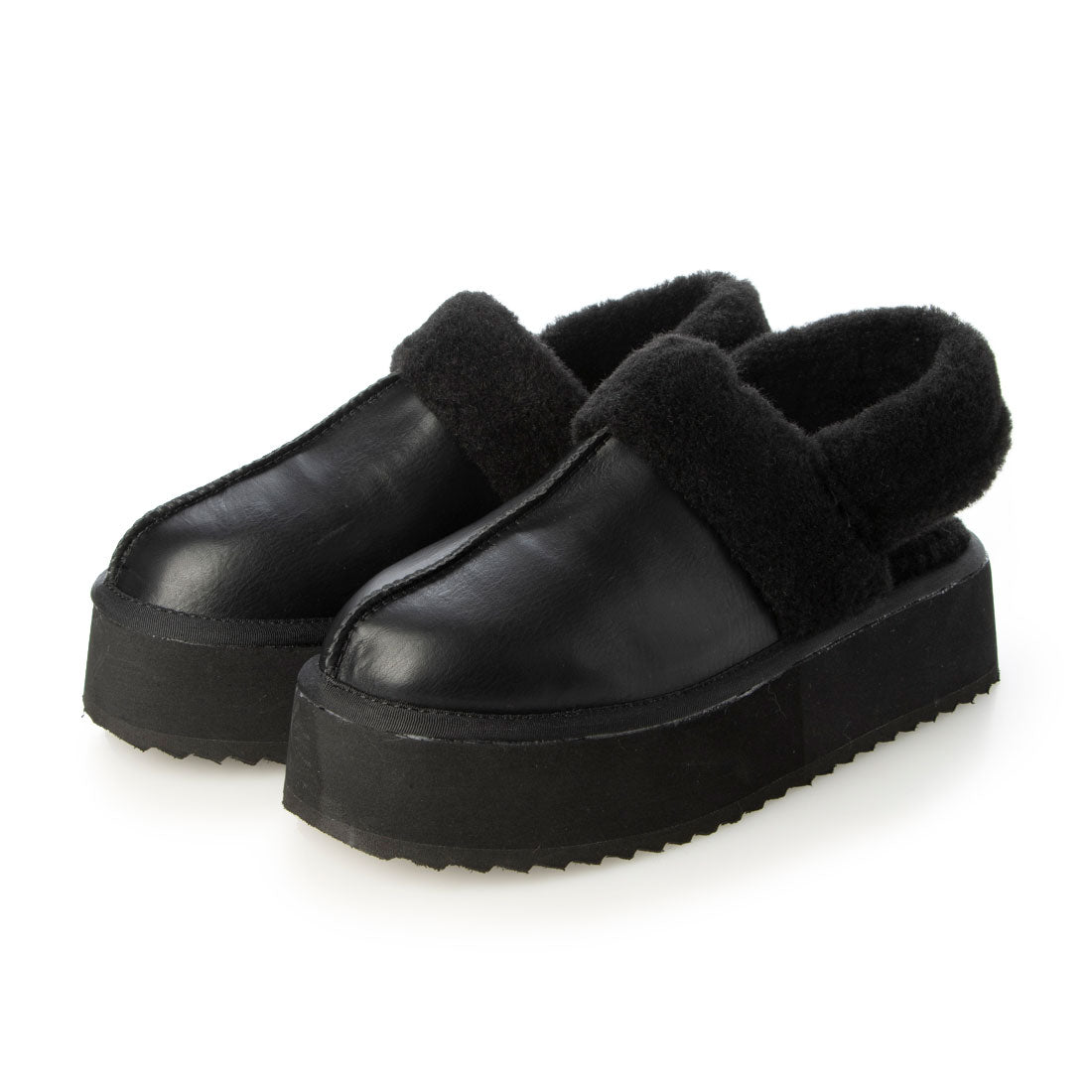 シックス CHICS ボリュームソールムートンミュール,BLK