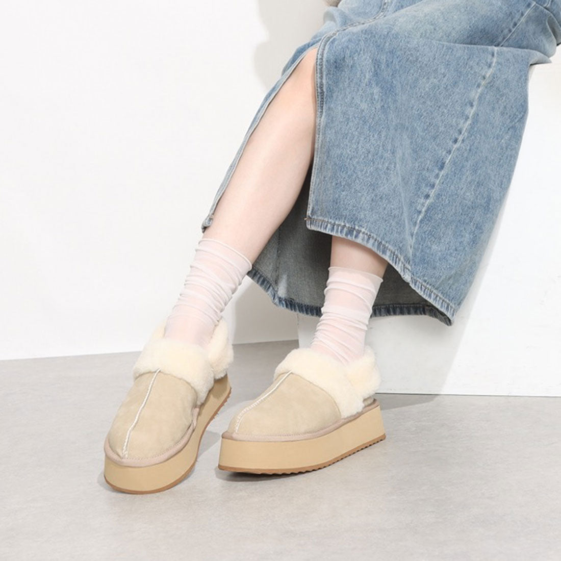 シックス CHICS ボリュームソールムートンミュール