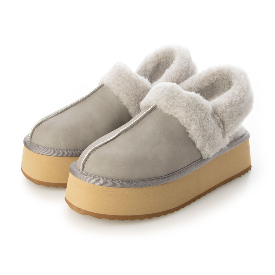 シックス CHICS ボリュームソールムートンミュール,GRY