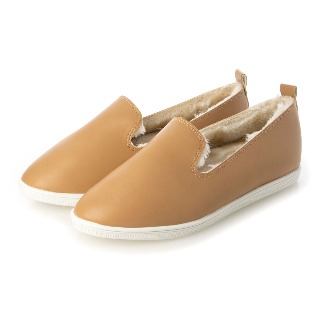 CHICS Simple Fur Slip-on Sneakers