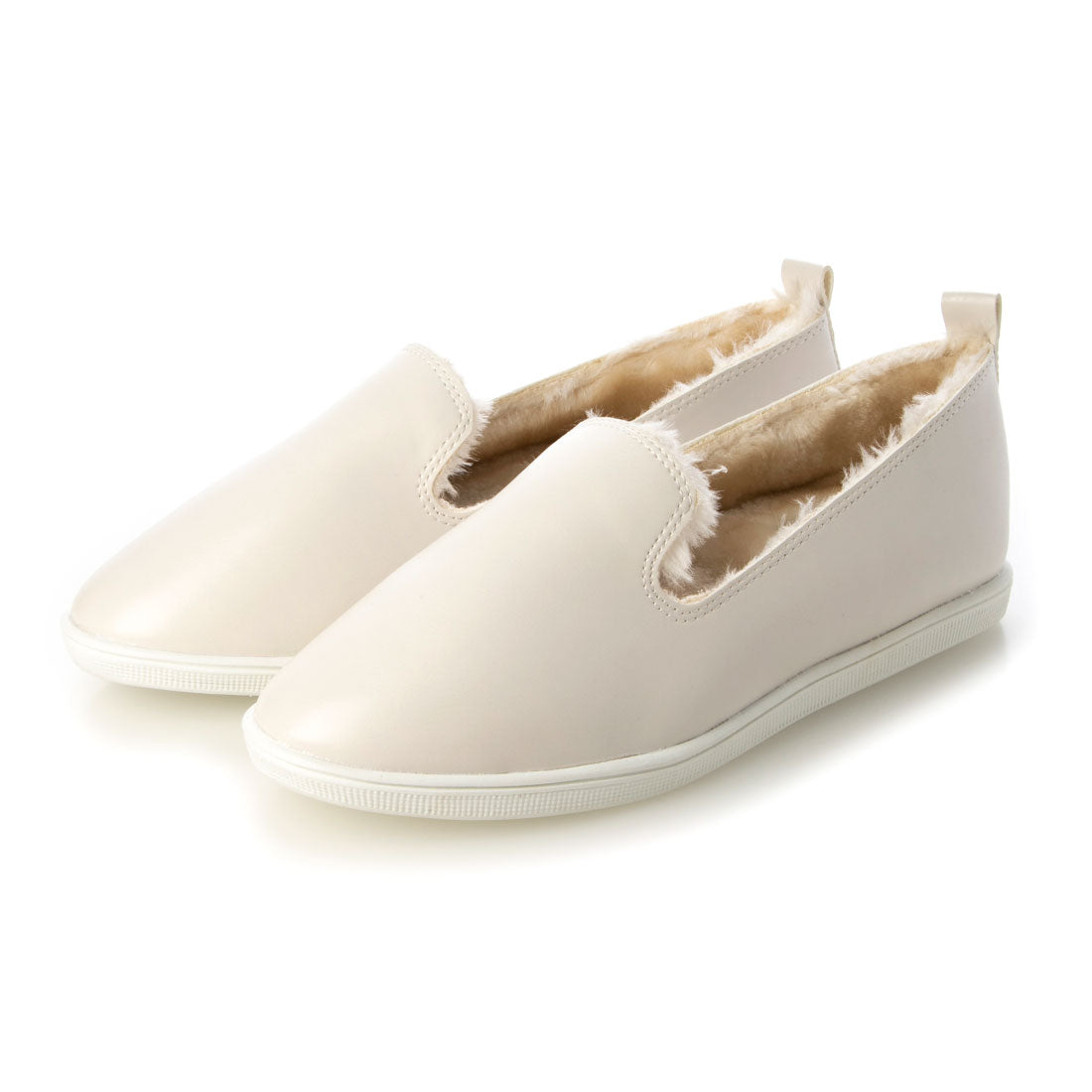 CHICS Simple Fur Slip-on Sneakers