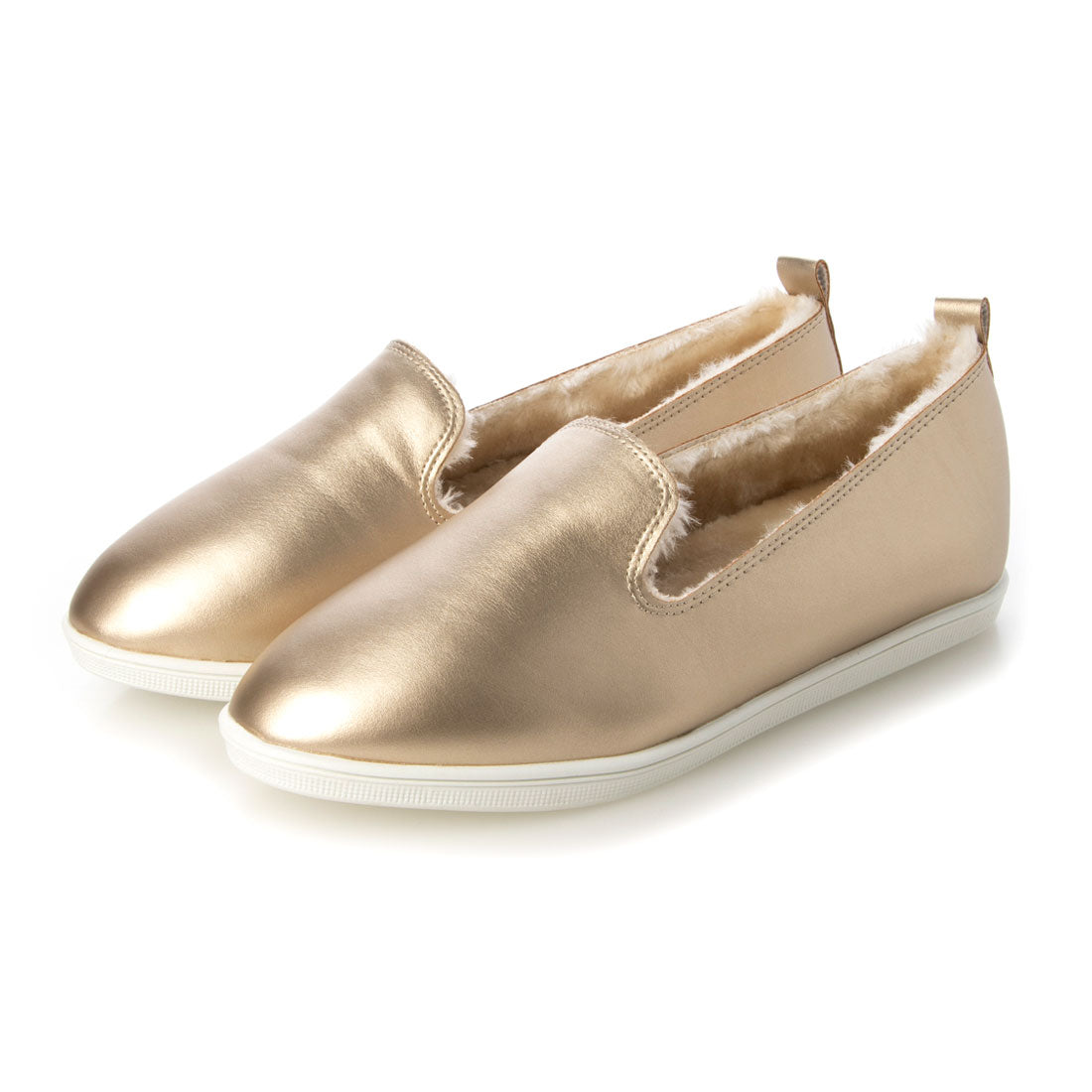 CHICS Simple Fur Slip-on Sneakers
