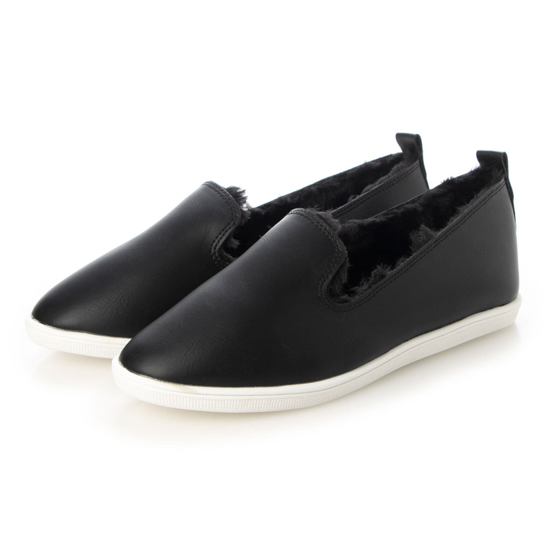 CHICS Simple Fur Slip-on Sneakers