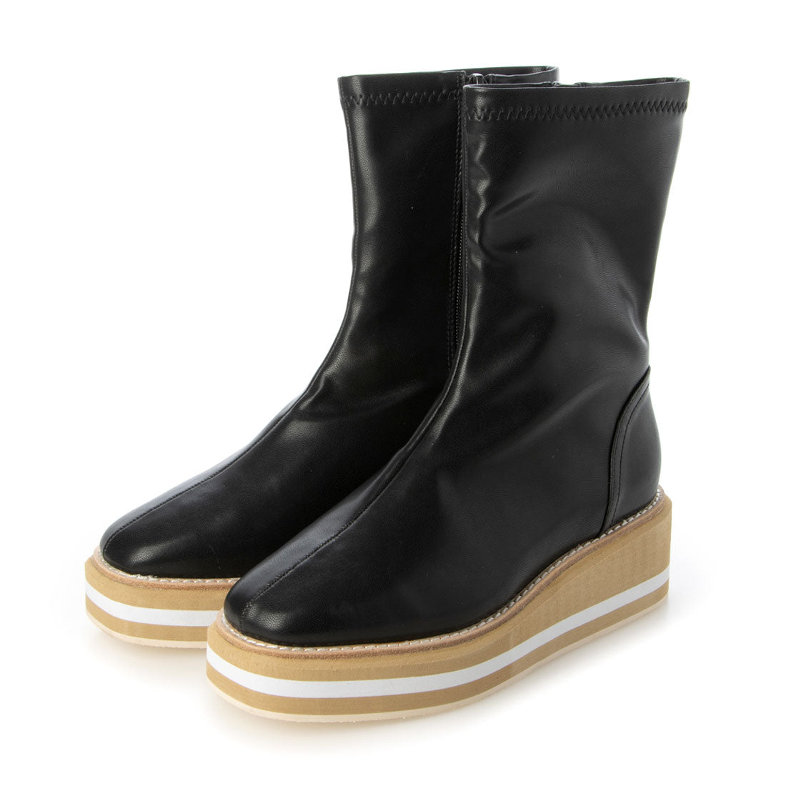 シックス CHICS ウェッジソールストレッチショートブーツ