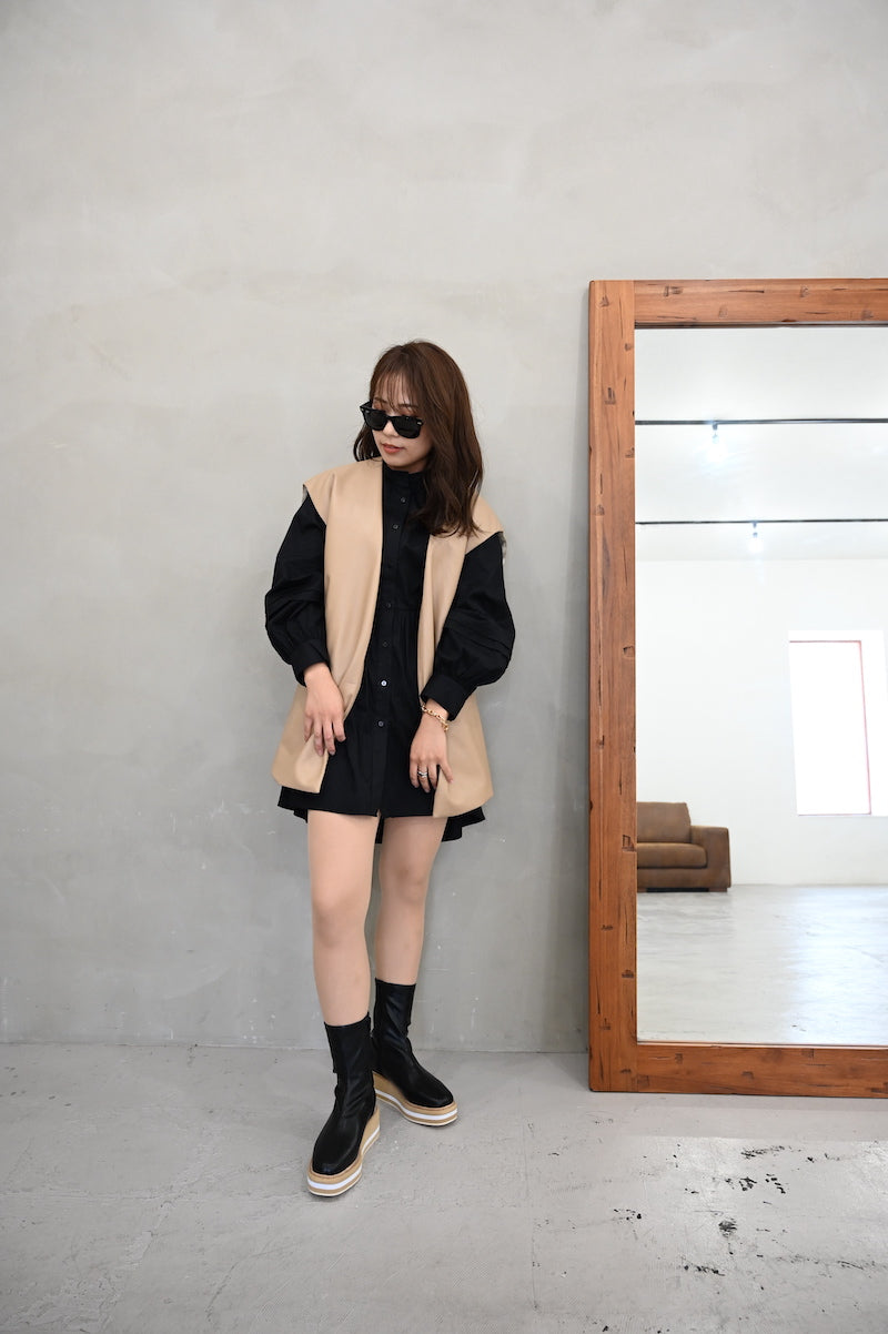 シックス CHICS ウェッジソールストレッチショートブーツ